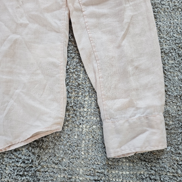 Vince. 100% Linen Long Sleeve Button Up Shirt Peach Mens Medium - Picture 8 of 9